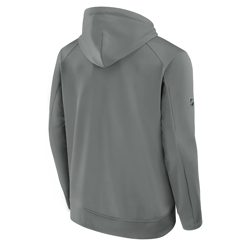 Sweat à capuche authentique Pro gris Fanatics pour homme des Oilers d'Edmonton, séries éliminatoires de la Coupe Stanley 2025