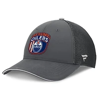 Casquette ajustable Fanatics pour hommes, gris, Authentic Pro Home Ice Trucker des Oilers d'Edmonton