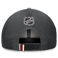 Casquette ajustable Fanatics pour hommes, gris, Authentic Pro Home Ice Trucker des Oilers d'Edmonton