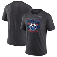 T-shirt tri-blend Fanatics Heather Charcoal pour homme, Oilers d'Edmonton, séries éliminatoires de la Coupe Stanley 2025