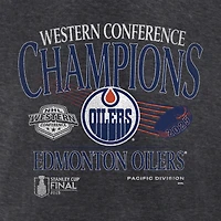 T-shirt tri-blend Fanatics Heather Charcoal pour homme, champions de la Conférence Ouest 2025 des Oilers d'Edmonton