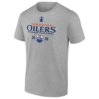 T-shirt Fanatics gris chiné pour homme, alignement des Oilers d'Edmonton la finale de Coupe Stanley 2025