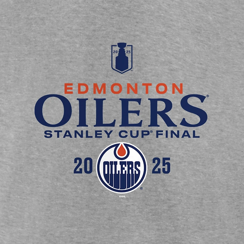 T-shirt Fanatics gris chiné pour homme, alignement des Oilers d'Edmonton la finale de Coupe Stanley 2025