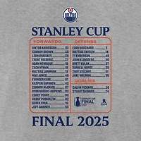 T-shirt Fanatics gris chiné pour homme, alignement des Oilers d'Edmonton la finale de Coupe Stanley 2025