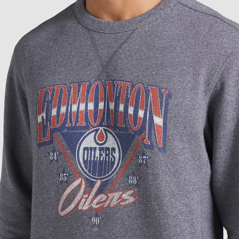 Sweat-shirt en molleton légendaire Fanatics Heather Grey pour hommes, collection Decades des Oilers d'Edmonton