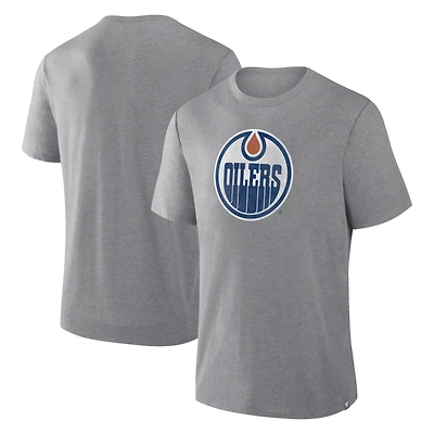 Men's Fanatics Heather Gray Edmonton Oilers Elevated Tri-Blend T-Shirt