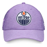 Casquette ajustable Fanatics Heather Purple des Oilers d'Edmonton 2020 Hockey Fights Cancer pour hommes