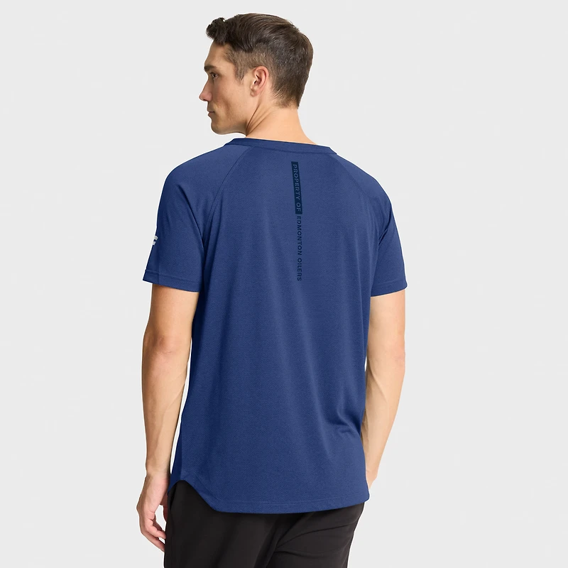 T-shirt de performance authentique Pro Rink Raglan Fanatics Heather Royal pour homme des Oilers d'Edmonton
