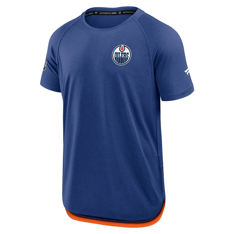 Men's Fanatics Heather Royal Edmonton Oilers Authentic Pro Rink Raglan Performance T-Shirt