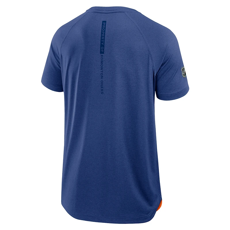 T-shirt de performance authentique Pro Rink Raglan Fanatics Heather Royal pour homme des Oilers d'Edmonton