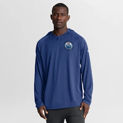 Men's Fanatics Heather Royal Edmonton Oilers Authentic Pro Rink Raglan Pullover Hoodie