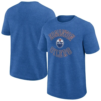 T-shirt Fanatics Heather Royal pour homme, inspiré du succès des Oilers d'Edmonton