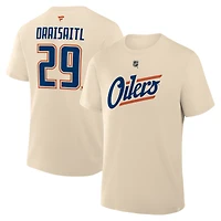 Men's Fanatics Leon Draisaitl Beige Edmonton Oilers Alternate Name & Number T-Shirt