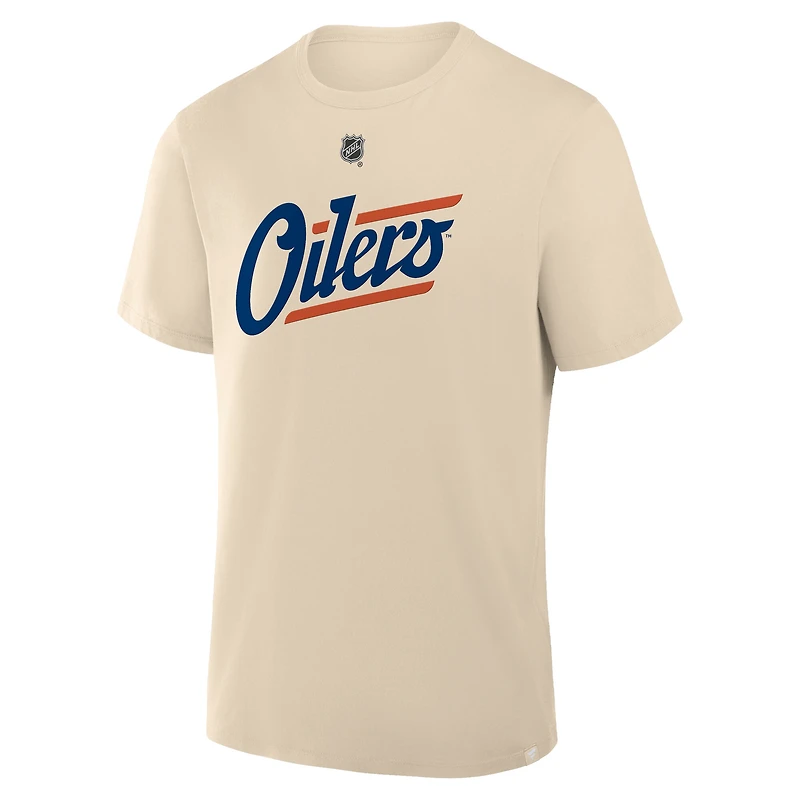 Men's Fanatics Leon Draisaitl Beige Edmonton Oilers Alternate Name & Number T-Shirt