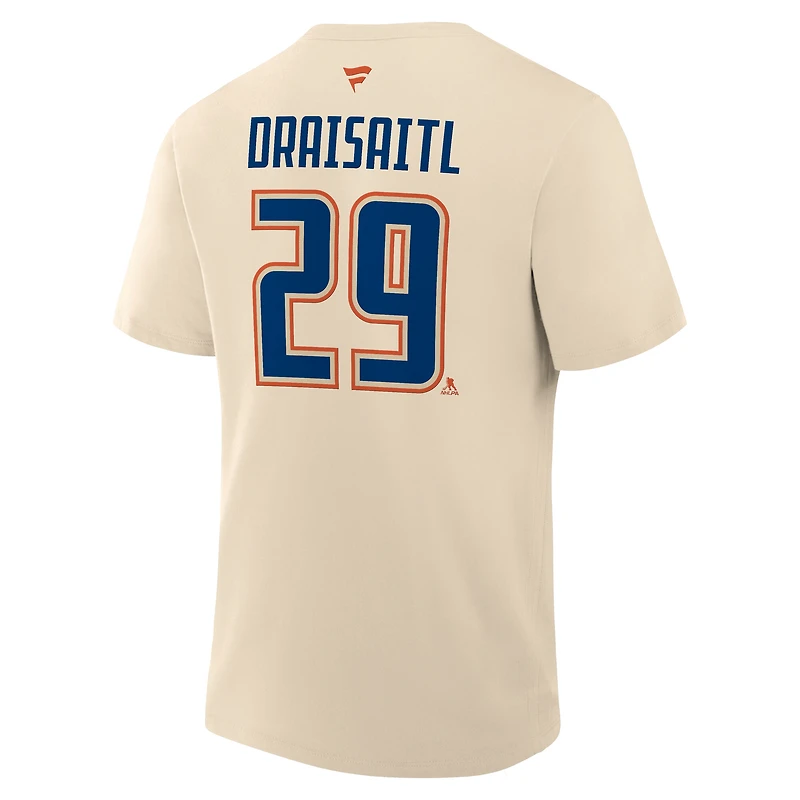 Men's Fanatics Leon Draisaitl Beige Edmonton Oilers Alternate Name & Number T-Shirt