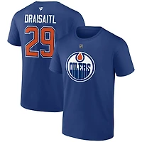 Men's Fanatics Leon Draisaitl Navy Edmonton Oilers  Authentic Stack Name and Number T-Shirt