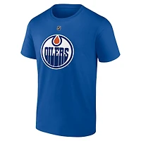 T-shirt authentique pour homme Fanatics Leon Draisaitl des Royal Edmonton Oilers avec nom et numéro Stack
