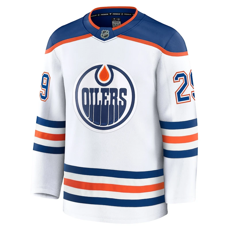 Maillot de joueur extérieur haut gamme blanc des Oilers d'Edmonton Fanatics Leon Draisaitl pour hommes