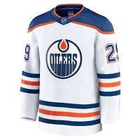 Maillot de joueur extérieur haut gamme blanc des Oilers d'Edmonton Fanatics Leon Draisaitl pour hommes