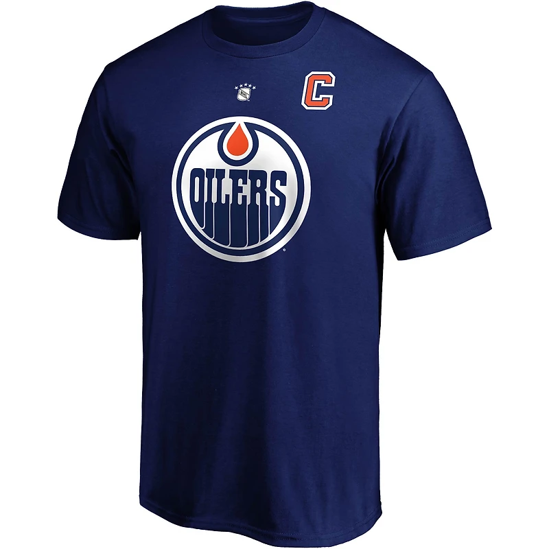 Men's Fanatics Mark Messier Navy Edmonton Oilers Authentic Stack Retired Player Name & Number - T-Shirt