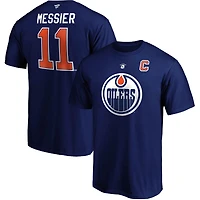 Men's Fanatics Mark Messier Navy Edmonton Oilers Authentic Stack Retired Player Name & Number - T-Shirt