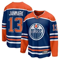 Maillot d'évasion à domicile Fanatics Mattias Janmark des Oilers d'Edmonton Royal Edmonton pour hommes