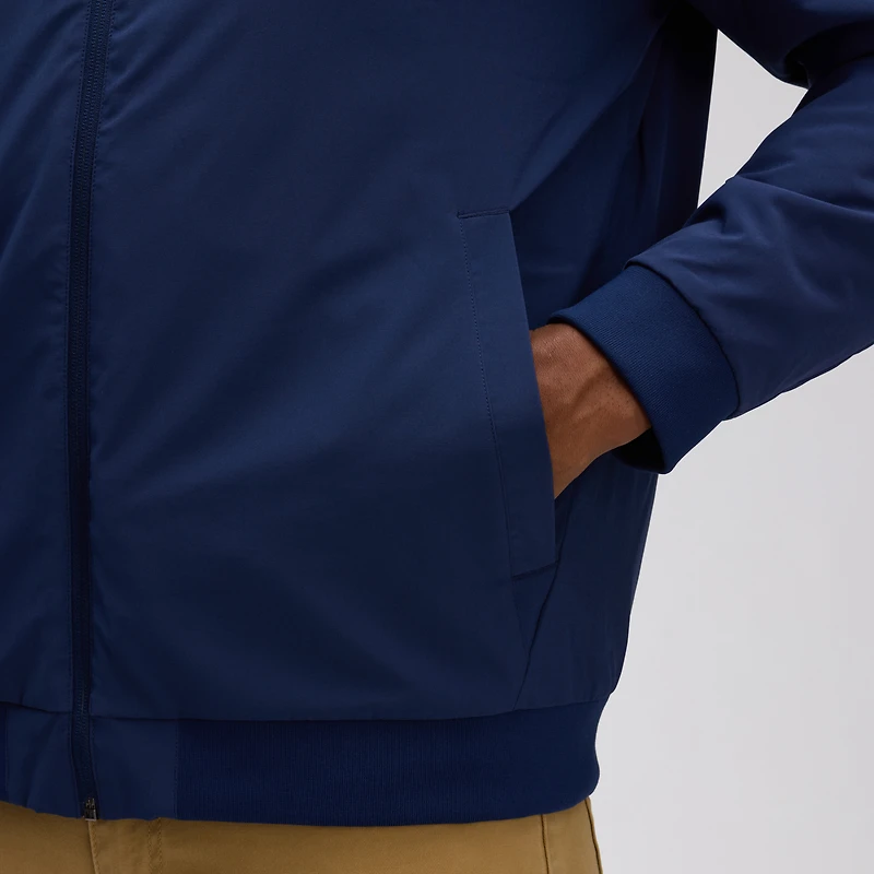 Blouson aviateur léger à fermeture éclair intégrale Fanatics Navy Authentic Pro Road des Oilers d'Edmonton pour homme