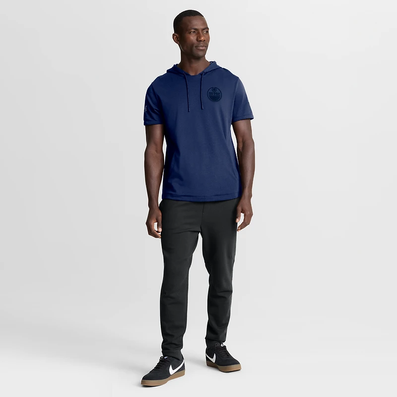 Men's Fanatics Navy Edmonton Oilers Authentic Pro Road Short Sleeve Hoodie