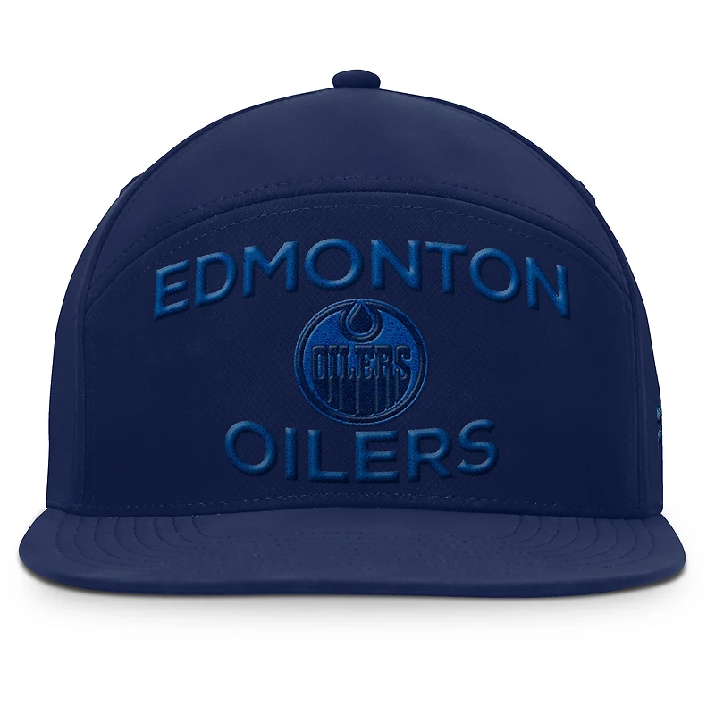 Casquette Snapback authentique Pro Road Fanatics bleu marine des Oilers d'Edmonton pour homme
