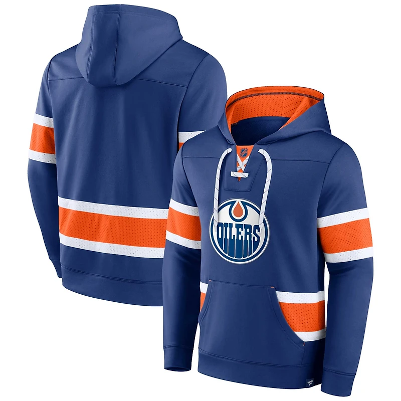 Pull Fanatics Navy Edmonton Oilers Powerplay Warrior pour hommes - Chandail à capuchon