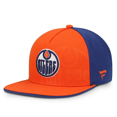 Men's Fanatics Orange/Royal Edmonton Oilers 2026 NHL Draft Fashion Snapback Hat