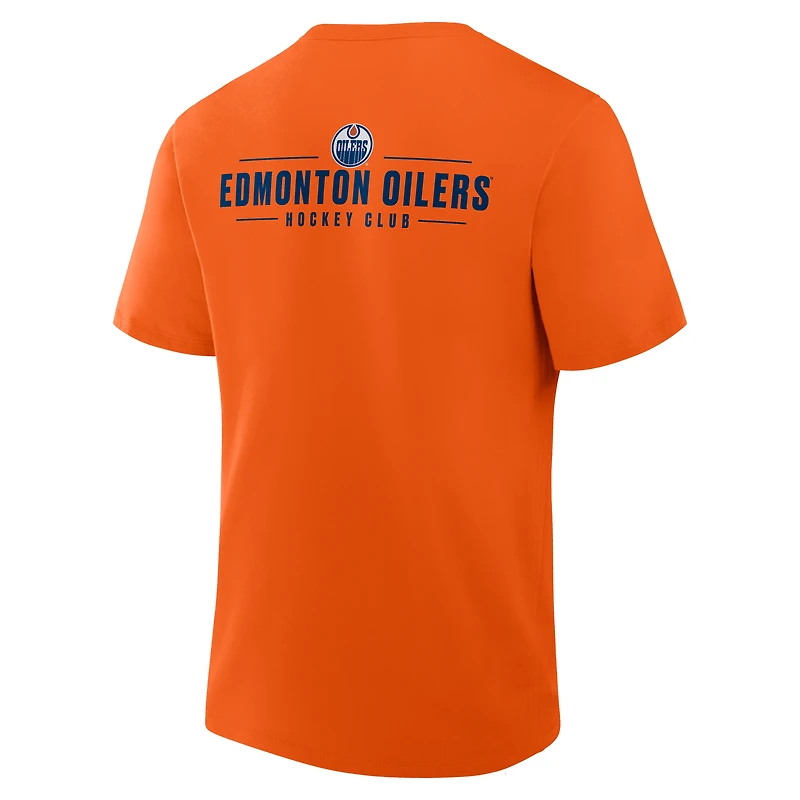 Men's Fanatics Orange Edmonton Oilers Crash The Net Legacy T-Shirt