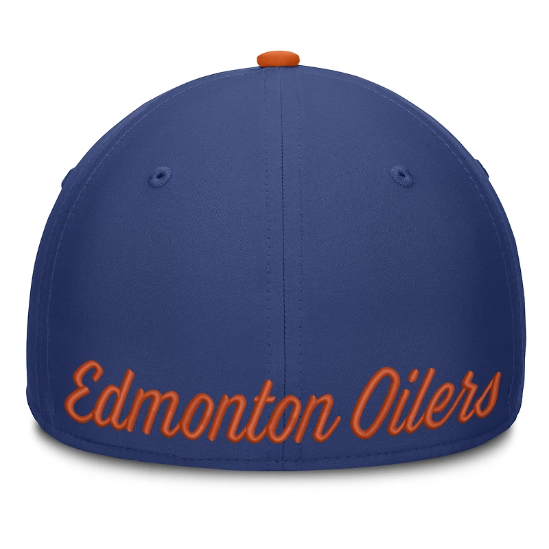 Casquette Flex Fit Fanatics Royal/Orange des Oilers d'Edmonton pour homme
