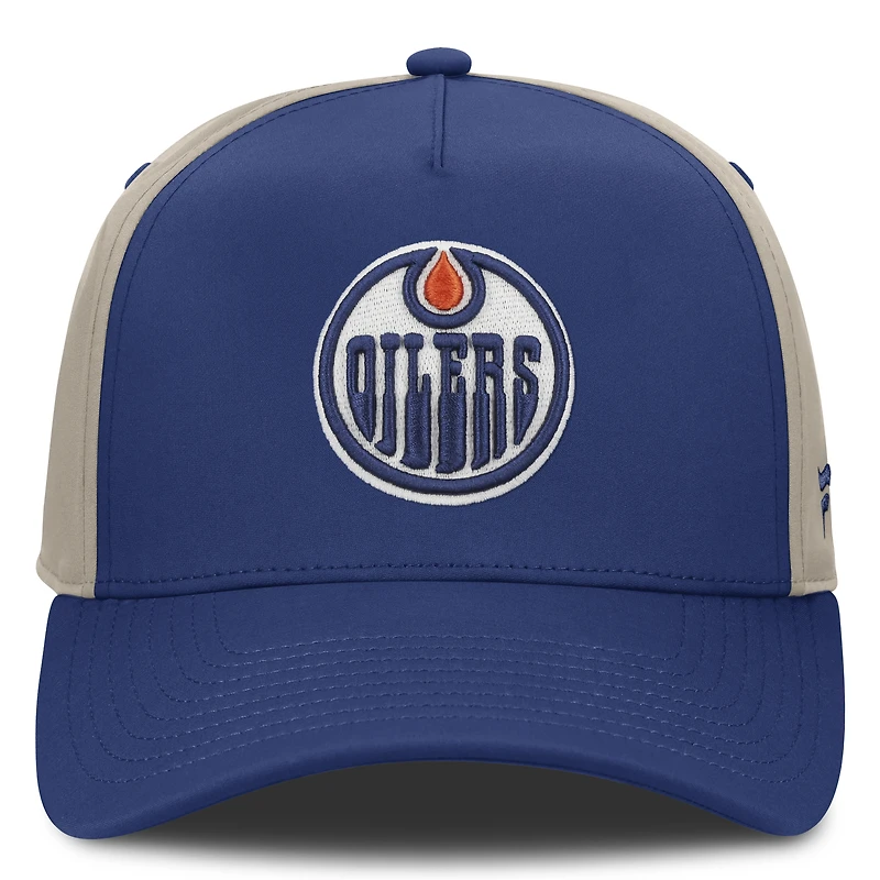 Men's Fanatics  Royal/Tan Edmonton Oilers 2026 Stanley Cup Playoffs Locker Room Adjustable Hat