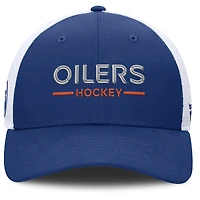 Men's Fanatics Royal/White Edmonton Oilers Authentic Pro Rink Lockup Adjustable Trucker Hat