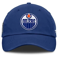 Casquette ajustable non structurée Fanatics Royal Edmonton Oilers pour hommes, séries éliminatoires de la Coupe Stanley 2025