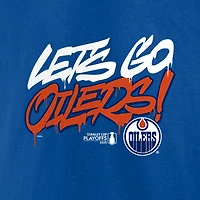 T-shirt Fanatics pour homme avec slogan des séries éliminatoires de la Coupe Stanley 2025 Royal Edmonton Oilers