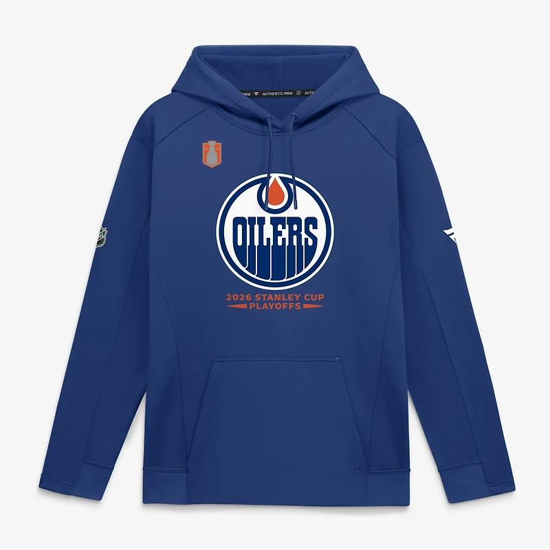 Sweat à capuche authentique Pro Rink Fleece Fanatics Royal Edmonton Oilers, séries éliminatoires de la Coupe Stanley 2026, pour hommes