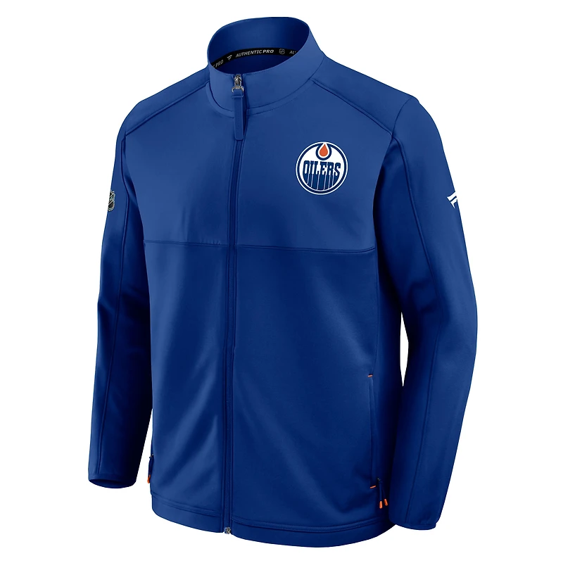 Veste zippée intégrale authentique Pro Rink Fanatics Royal Edmonton Oilers pour homme