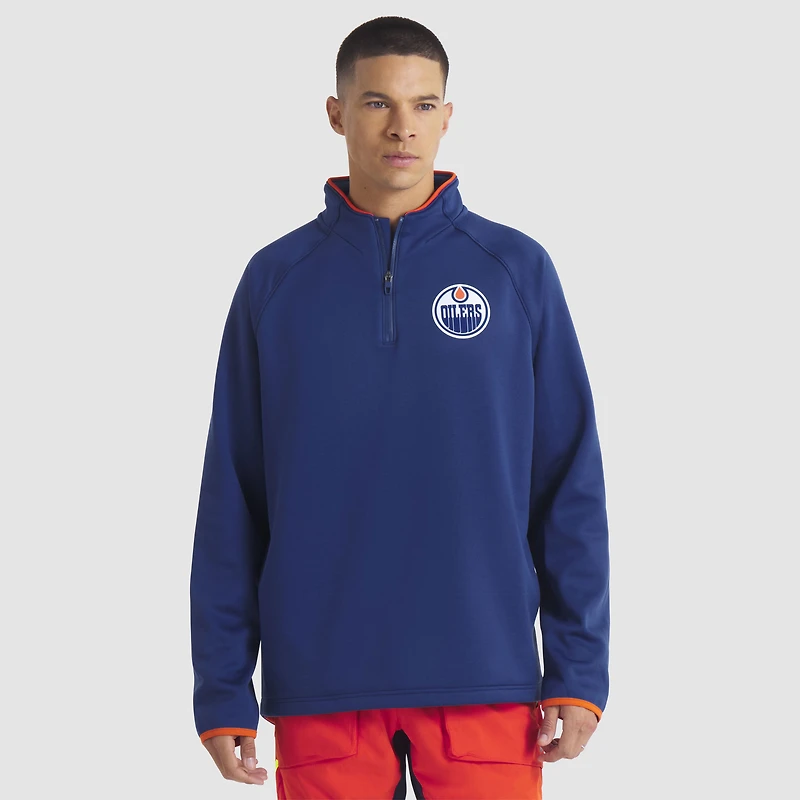 Pull à glissière quart de tour raglan authentique Pro Rink Fanatics Royal Edmonton Oilers pour homme