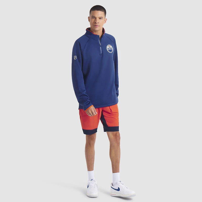Men's Fanatics Royal Edmonton Oilers Authentic Pro Rink Raglan Quarter-Zip Pullover