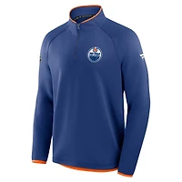 Men's Fanatics Royal Edmonton Oilers Authentic Pro Rink Raglan Quarter-Zip Pullover