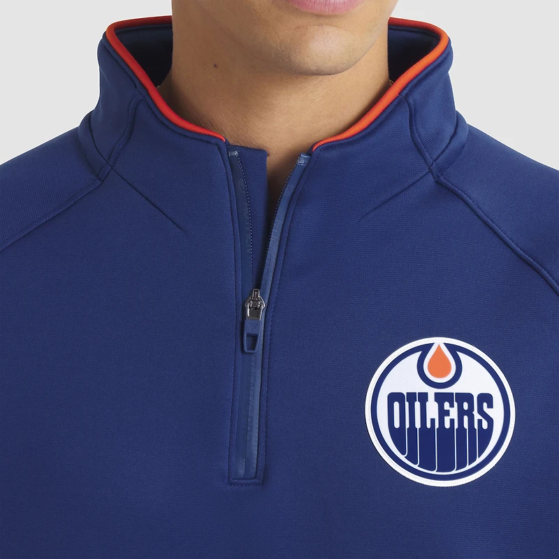 Pull à glissière quart de tour raglan authentique Pro Rink Fanatics Royal Edmonton Oilers pour homme