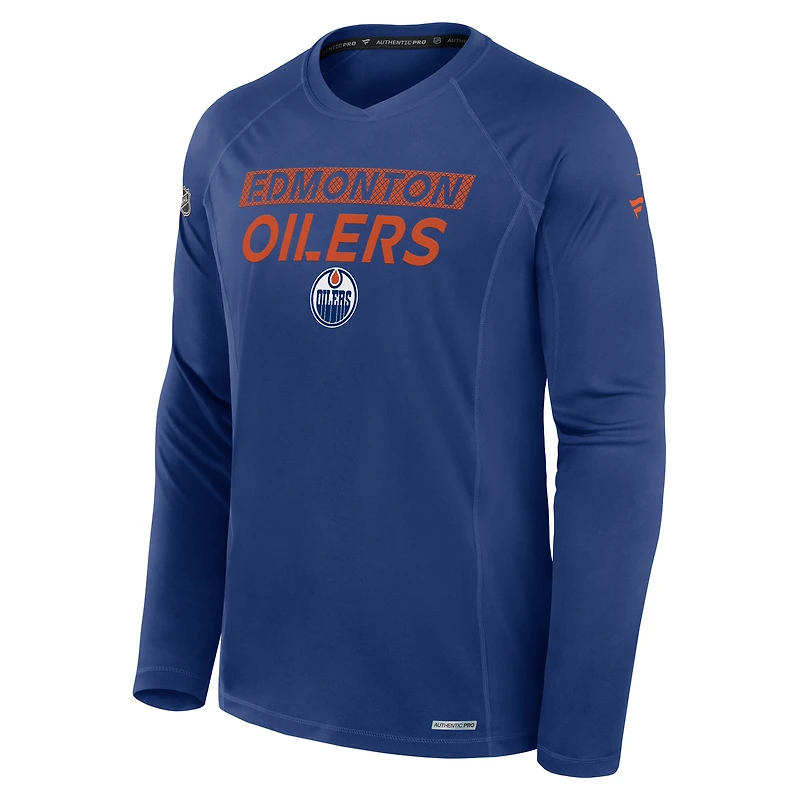 T-shirt à manches longues authentique Pro Rink Tech Fanatics Royal Edmonton Oilers pour hommes