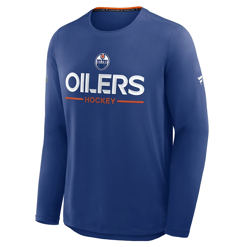 Men's Fanatics Royal Edmonton Oilers Authentic Pro Rink Tech Long Sleeve T-Shirt
