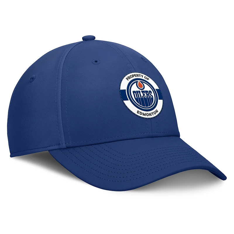 Casquette Fanatics Royal Edmonton Oilers Authentic Pro Train Flex pour homme