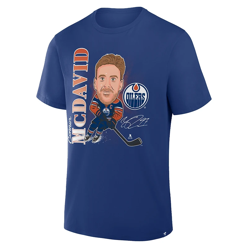T-shirt Fanatics Royal Edmonton Oilers pour hommes, caricature de joueur