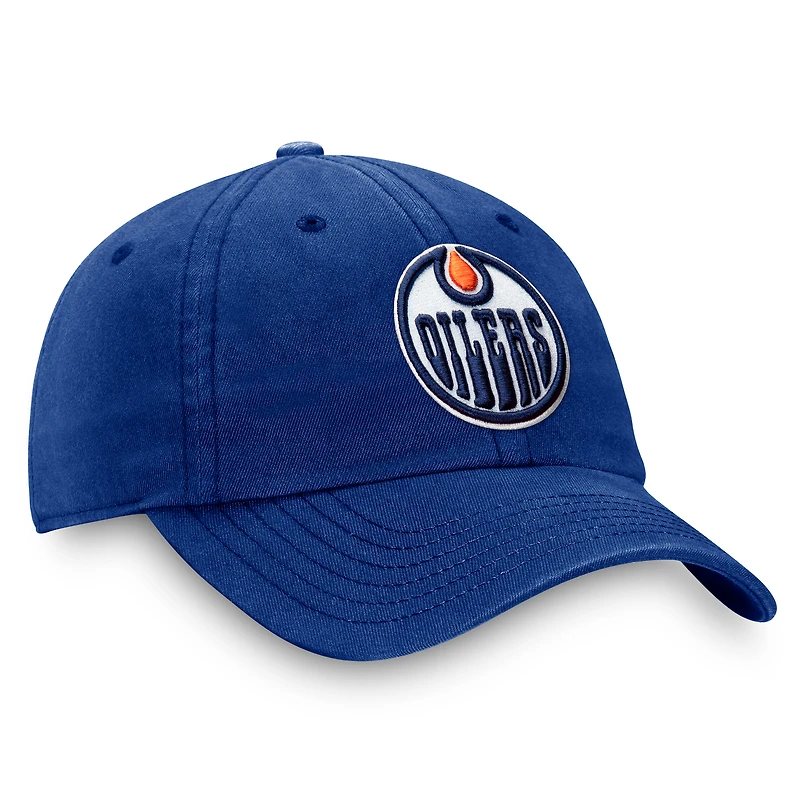 Casquette ajustable avec logo principal Fanatics Royal Edmonton Oilers pour hommes
