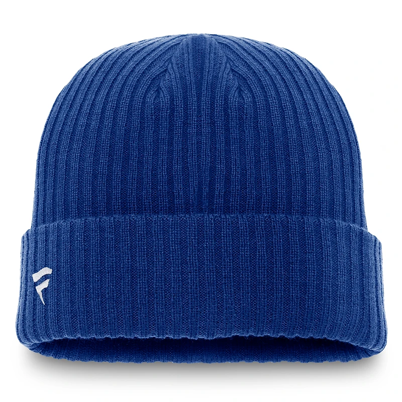 Bonnet en tricot à revers avec logo principal Fanatics Royal Edmonton Oilers pour hommes