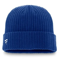 Bonnet en tricot à revers avec logo principal Fanatics Royal Edmonton Oilers pour hommes